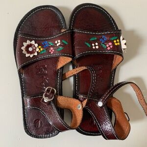 Floral Embellished Brown Sandals girls size 1